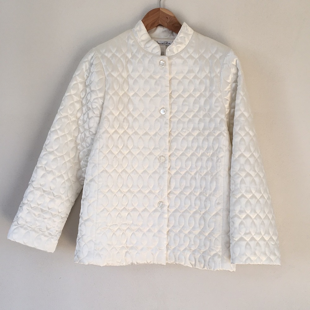 Oscar de la Renta Channel Stitch Quilted Jacket